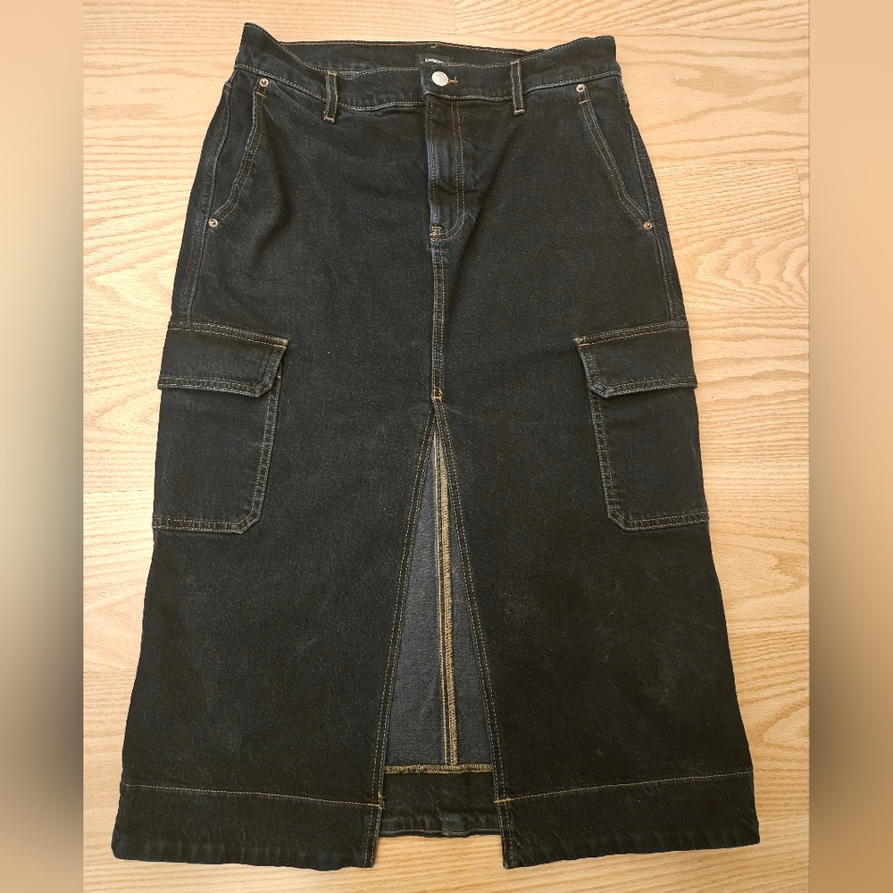 Express Denim Midi Utility Skirt Size 8